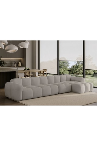 Canapé d’angle droit modulaire Cloud - Gris clair - 6 places - En polyester