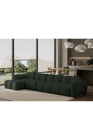 Canapé d’angle gauche modulaire Cloud - Vert foncé - 6 places - En polyester