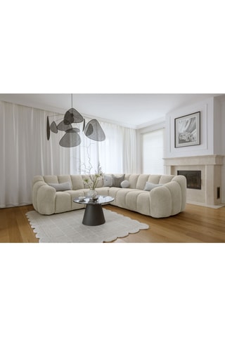 Canapé d’angle symétrique modulaire Shell - Beige - 7 places - En polyester
