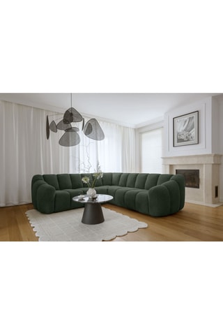 Canapé d’angle symétrique modulaire Shell - Vert foncé - 7 places - En polyester