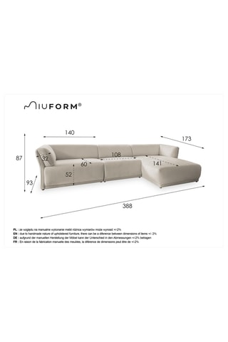 Canapé d’angle droit modulaire Gatsby - Vert foncé - 6 places - En polyester