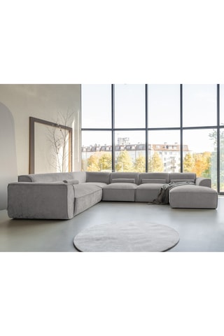 Canapé d’angle gauche panoramique modulaire Flex Felix - Gris - 8 places - En polyester