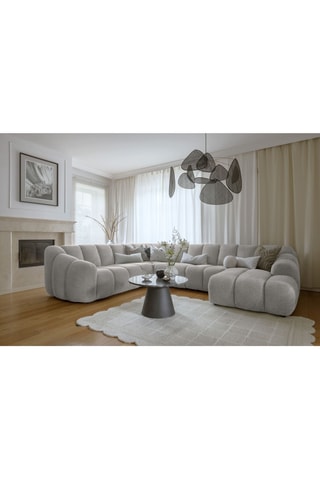 Canapé d’angle gauche modulaire Shell - Gris clair - 8 places - En polyester