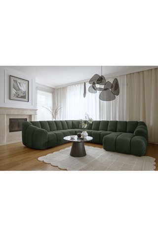 Canapé d’angle gauche modulaire Shell - Vert foncé - 8 places - En polyester