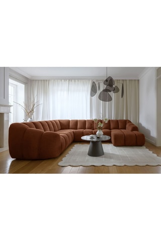 Canapé d’angle gauche modulaire Shell - Rouge brique - 8 places - En polyester