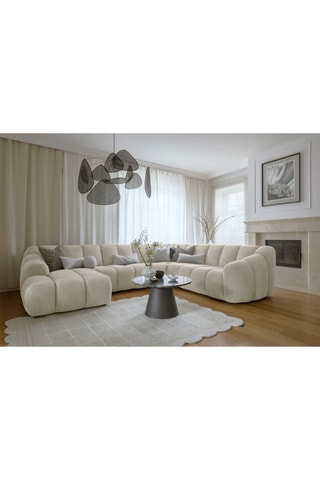 Canapé d'angle droit panoramique modulaire Shell - Beige - 8 places - En polyester