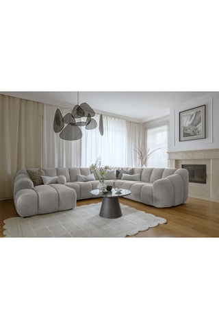 Canapé d’angle droit panoramique modulaire Shell - Gris clair - 8 places - En polyester