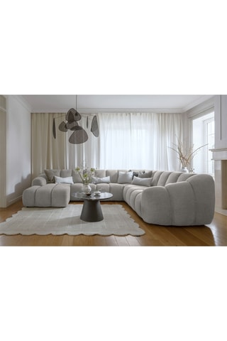 Canapé d’angle droit panoramique modulaire Shell - Gris clair - 8 places - En polyester