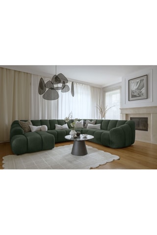 Canapé d’angle droit panoramique modulaire Shell - Vert foncé - 8 places - En polyester