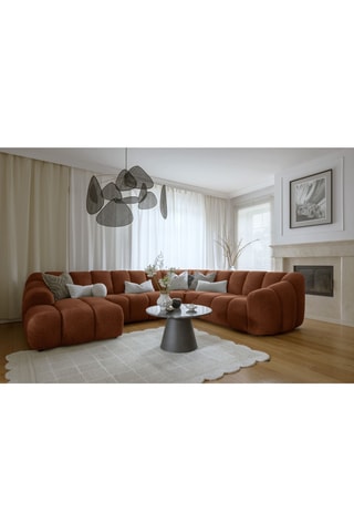 Canapé d’angle droit panoramique modulaire Shell - Rouge brique - 8 places - En polyester