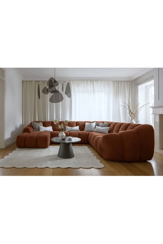 Canapé d’angle droit panoramique modulaire Shell - Rouge brique - 8 places - En polyester