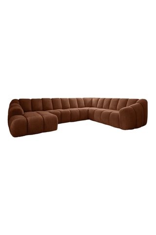 Canapé d’angle droit panoramique modulaire Shell - Rouge brique - 8 places - En polyester