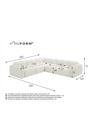 Canapé d’angle modulaire symétrique Cloud - Gris clair - 7 places - En polyester