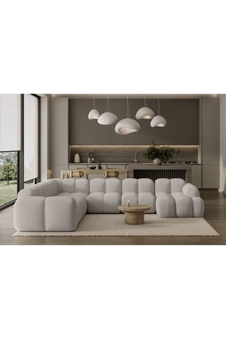 Canapé d’angle gauche panoramique modulaire Cloud - Gris clair - 8 places - En polyester