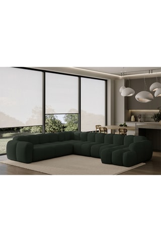 Canapé d’angle gauche panoramique modulaire Cloud - Vert foncé - 8 places - En polyester