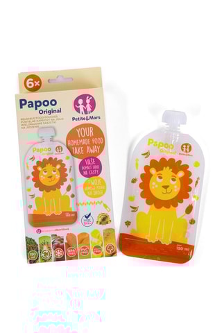 6 envases alimentarios reutilizables Papoo Original Lion