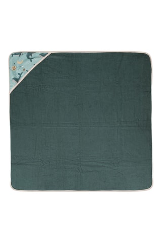 Toalla con capucha de fibra de bambú Loulou - Verde oscuro y azul - 100 x 100 cm