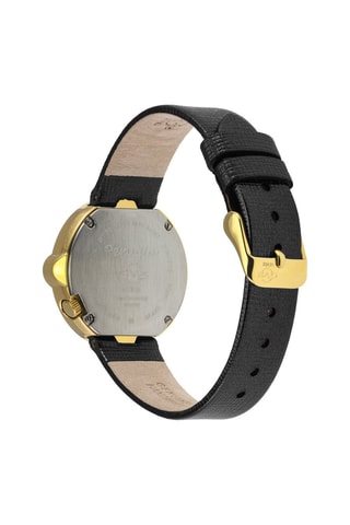 Montre à quartz en cuir et diamants Perugia - Gris foncé et doré