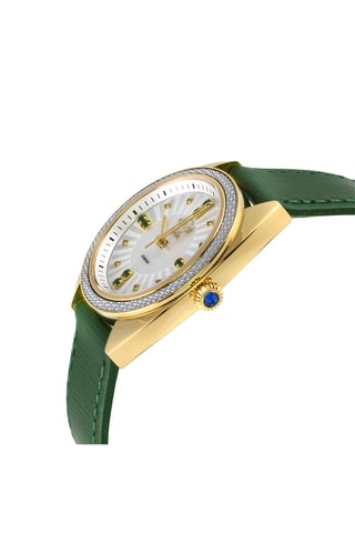 Montre à quartz en cuir, nacre, diamants et doré à l'or fin jaune Palermo