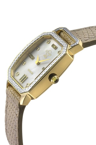 Montre à quartz en cuir, diamants et nacre Pavia