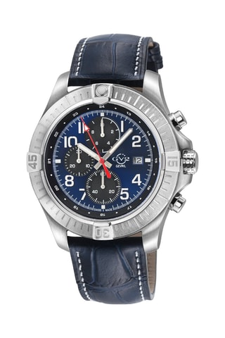 Montre à quartz en cuir T38 - Bleu et argenté