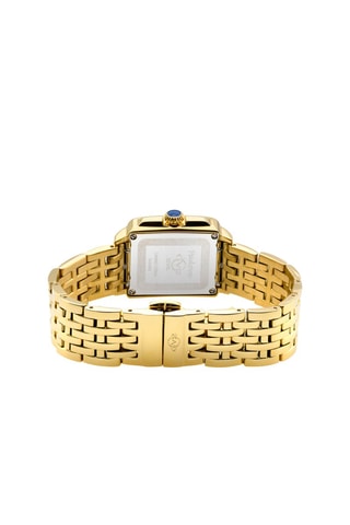 Montre à quartz en acier doré à l'or fin jaune, nacre, spinelles et diamant Padova 