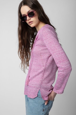 Pull en lin et soie - Rose chiné