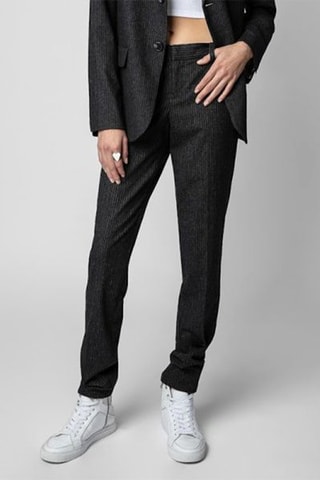 Pantalon en laine - Anthracite et blanc