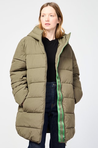 Doudoune longue à capuche - Kaki