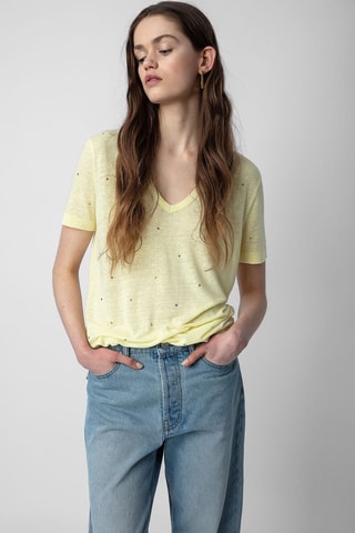 T-shirt en lin - Jaune chiné