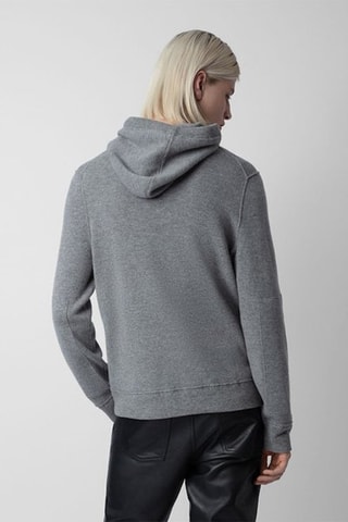 Sweat à capuche en mérinos - Gris foncé chiné