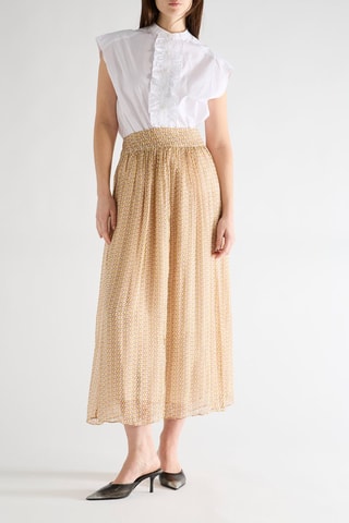 Jupe longue taille haute - Orange et écru