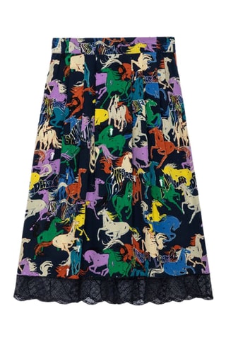 Jupe droite en soie - Bleu nuit