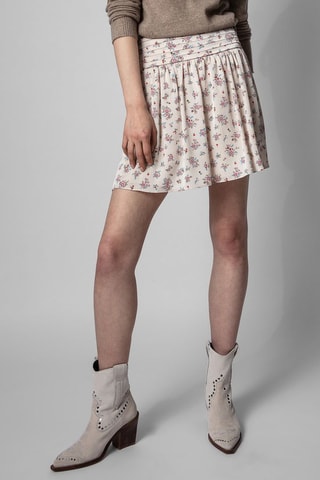 Jupe patineuse taille haute - Ecru