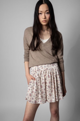 Jupe patineuse taille haute - Ecru