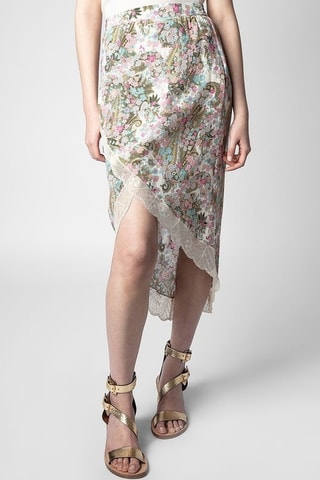 Jupe portefeuille - Blanc et kaki