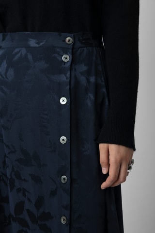 Jupe portefeuille en soie - Bleu marine