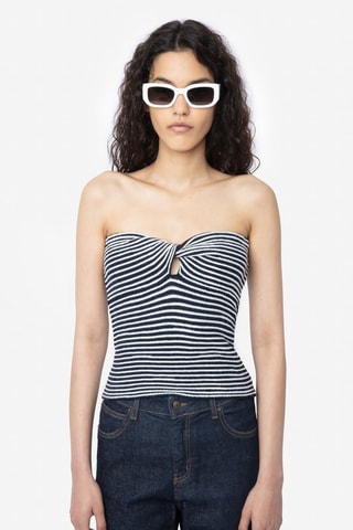 Top bustier en mérinos - Bleu marine