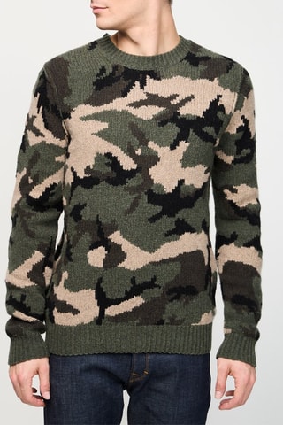 Pull en laine - Kaki chiné et beige