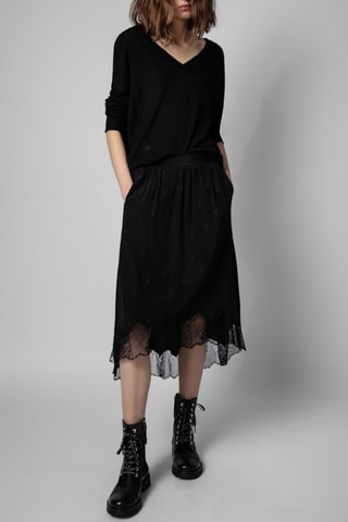 Jupe midi en soie - Noir