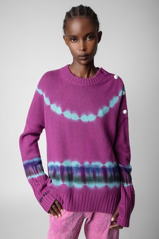 Pull tie and dye en cachemire - Mauve