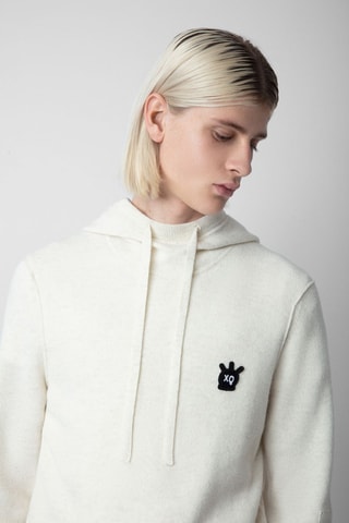 Sweat à capuche en mérinos - Ecru