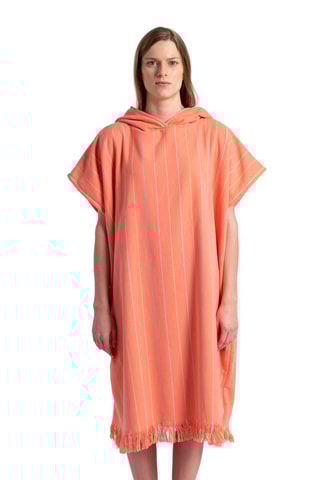 Poncho à capuche - Orange et bleu clair