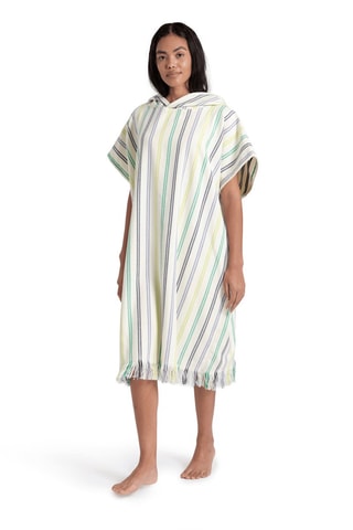 Poncho à capuche - Ecru et vert clair