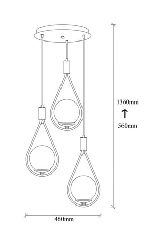 Hanglamp Mudoni - Zwart - 3 x 100 W