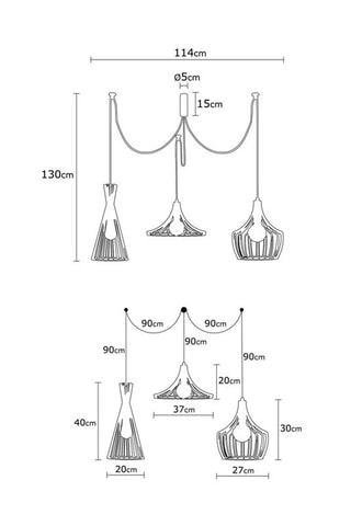 Hanglamp Mezopotamya - Goudkleurig - 3 x 40 W