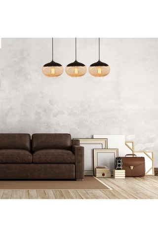 Hanglamp Camini - Zwart en Honingkleurig - 3 x 40 W