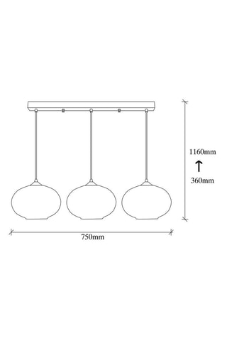 Hanglamp Camini - Zwart en Honingkleurig - 3 x 40 W