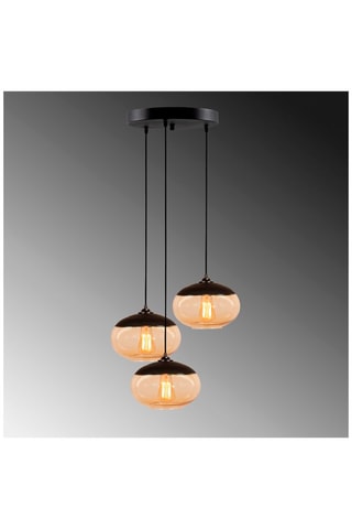 Hanglamp Camini - Zwart en Honingkleurig - 3 x 100 W