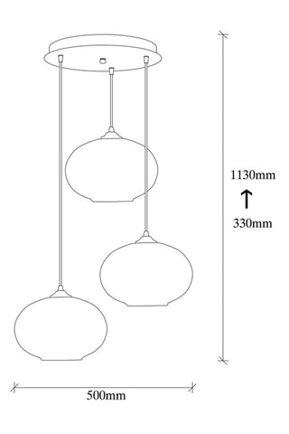 Hanglamp Camini - Zwart en Honingkleurig - 3 x 100 W